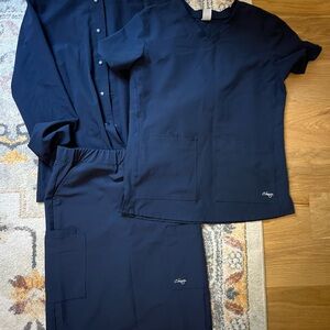 C Saucy Navy Scrub Set; skirt, shirt, jacket